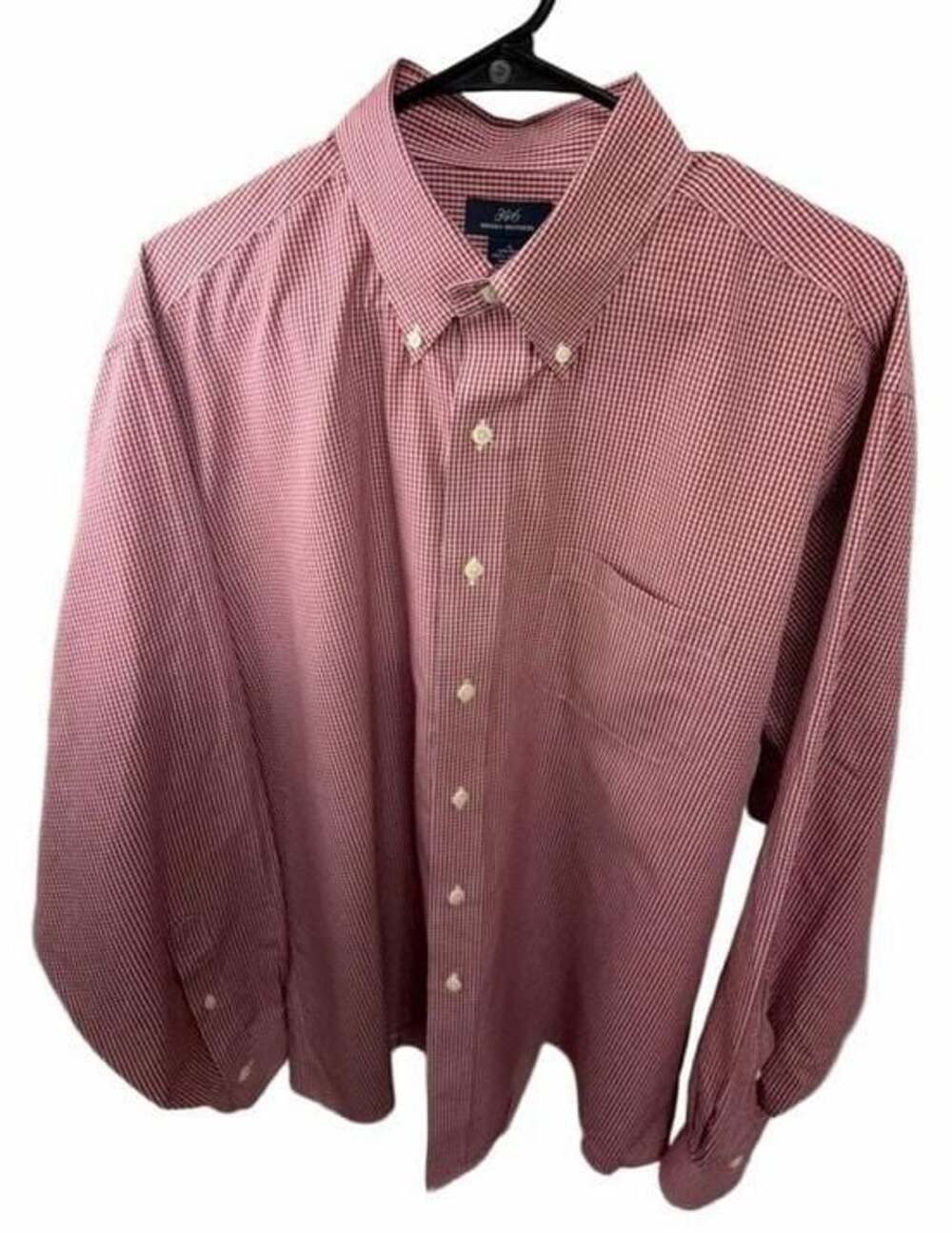 Brooks Brothers 346 Men’s Large Red White Gingham Check Button Down Shirt
